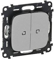 Переключатель с подсветкой без рамки Legrand Valena Allure 2-кл. проходной алюминий картинка